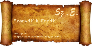 Szarvák Ernő névjegykártya